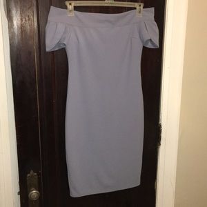 Periwinkle Bare Shoulders Mini Dress